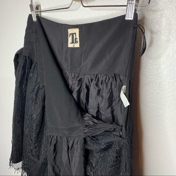 Anthropologie Boho Silk Lined Black Tiered Lace Skirt Size 2 - Picture 7 of 10